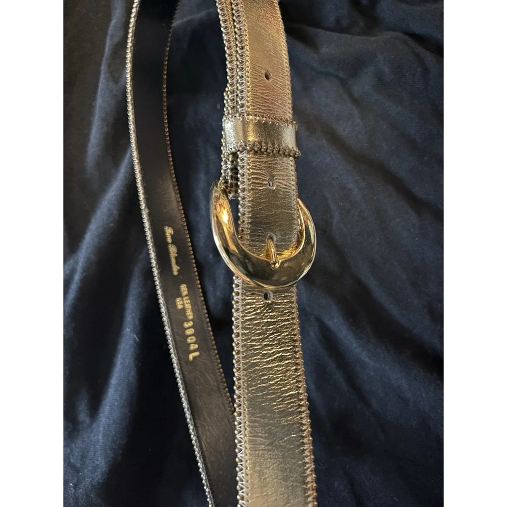 Two Blondes - Women's - Gold Colored Belt Genuine Soft Leather Buckle - 1